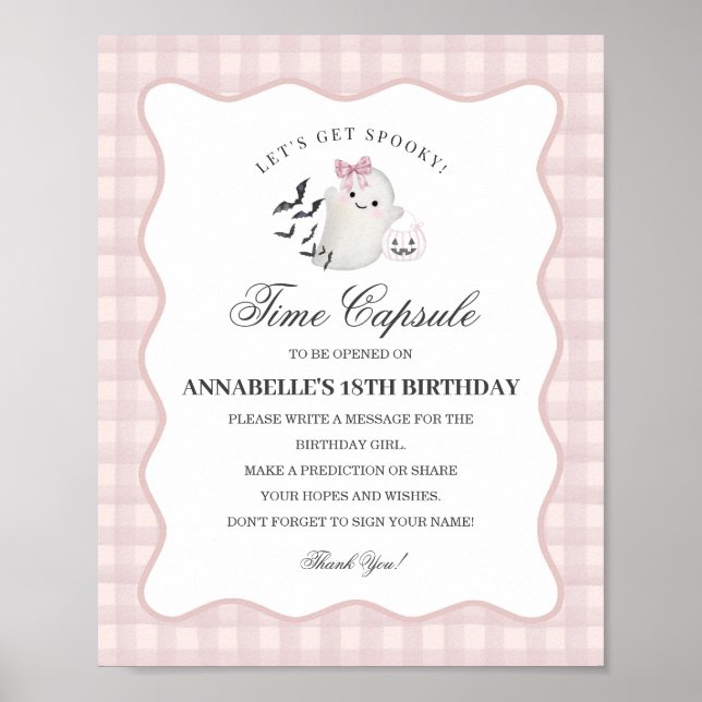 Poster Pink Pastel Little Boo Ghost Time Capsule Game (Devant)