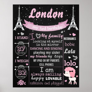 Poster Pink Puddle Paris Anniversaire Panneau de signalis