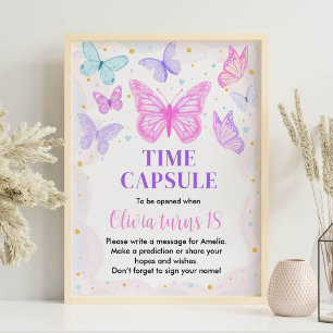Poster Pink Purple Anniversaire Heure Capsule signe
