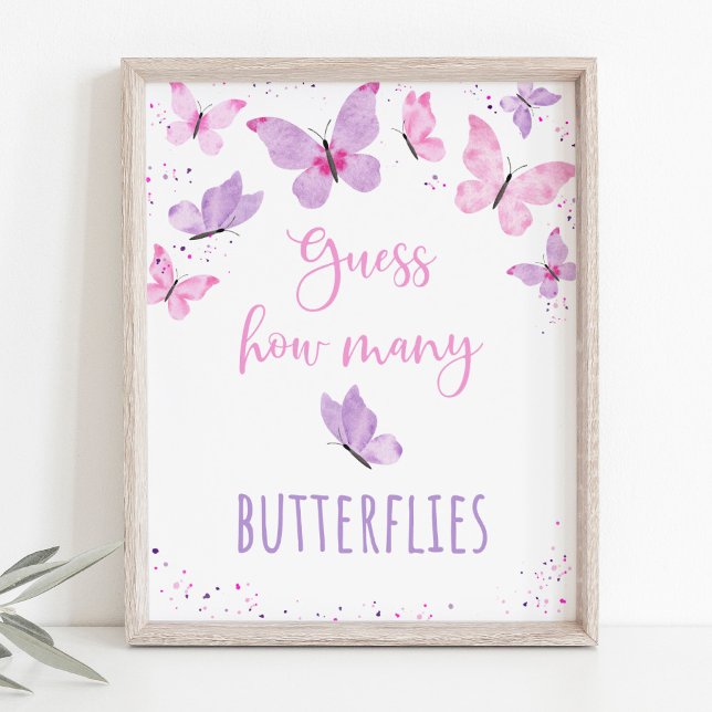 Poster Pink Purple Butterfly Devine Combien De Jeu (Créateur téléchargé)