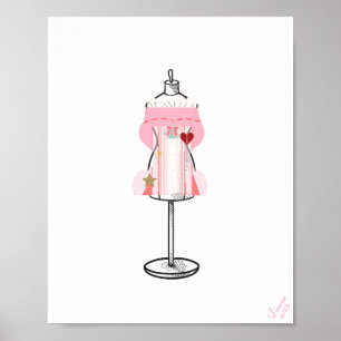 Poster Pink Retro Bustier Corset Peinture d'art imprimé