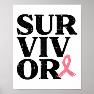 Poster Pink Ribbon Guerrier du sein Sensibilisation au ca
