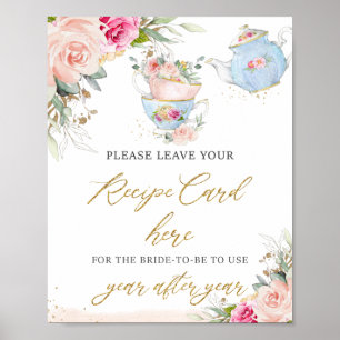 Poster Pink rose pâle Recette du Tea Party pour mariée
