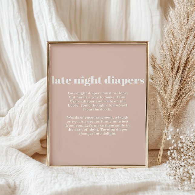 Poster Pink Sandstone Typography Baby Late Night Diaper (Créateur téléchargé)