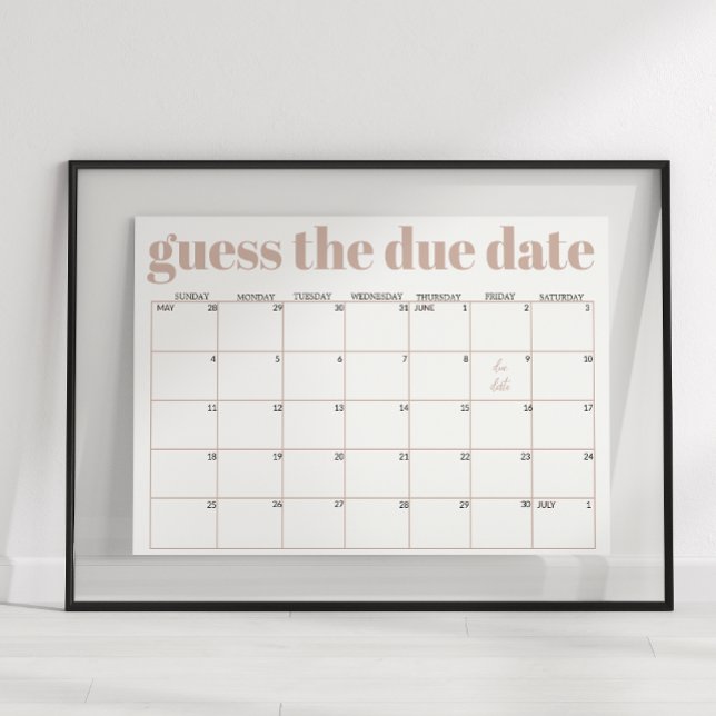 Poster Pink Sandstone Typography Baby Shower Guess Date (Créateur téléchargé)
