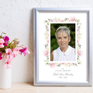 Poster Pink Shades Garland In Loving Memory Photo Funeral