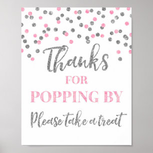 Poster Pink Silver Confetti Merci pour Popup By Sign