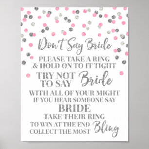 Poster Pink Silver Confetti Ne pas dire Bride Jeu