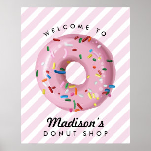 Poster Pink Sprinkle Donut Birthday Welcome Sign