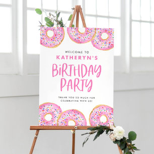 Poster Pink Sprinkts Donuts Anniversaire Bienvenue