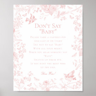 Poster Pink Toile De Jouy Dont Dire Baby shower Jeu