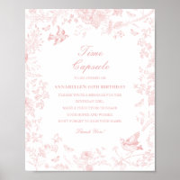 Pink Toile De Jouy Time Capsule Baby Birthday Jeu