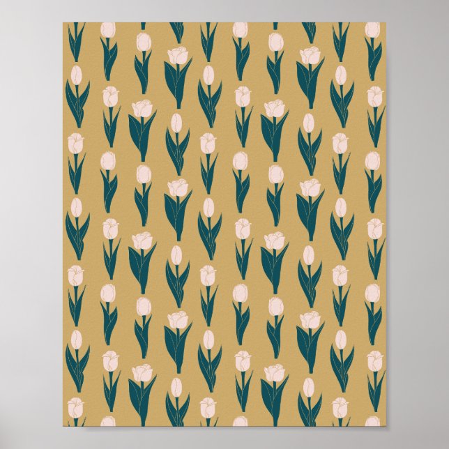 Poster Pink Tulips Garden (Devant)