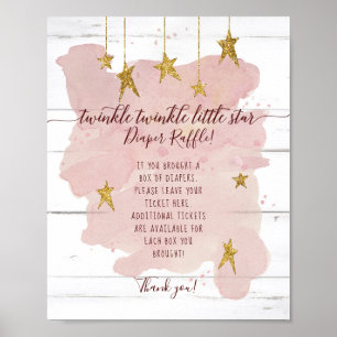 Poster Pink Twinkle Little Star Gold Diaper Signal
