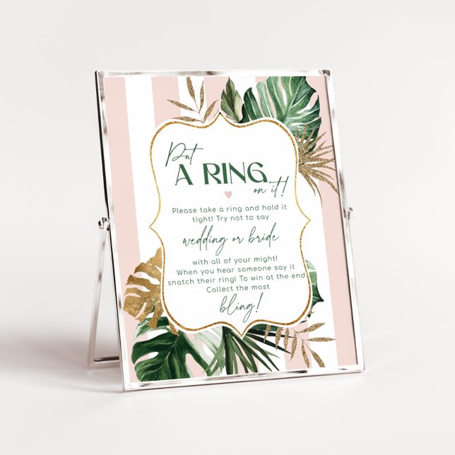 Poster Pink vert tropical chic ne pas dire jeu de la mari (Créateur téléchargé)