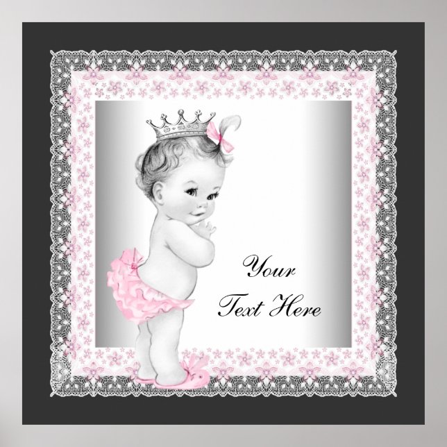 Poster Pink Vintage Baby Girl Princess (Devant)
