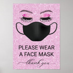 Poster Pink Wear Visage Masque Beauté Salon Covid-19 Post