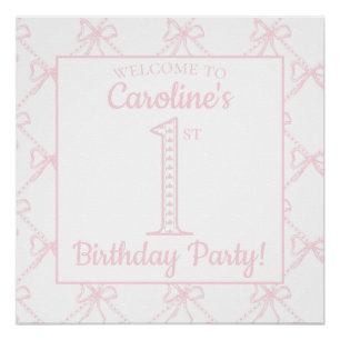 Poster Pink & White Bow, grand-millénaire Anniversaire