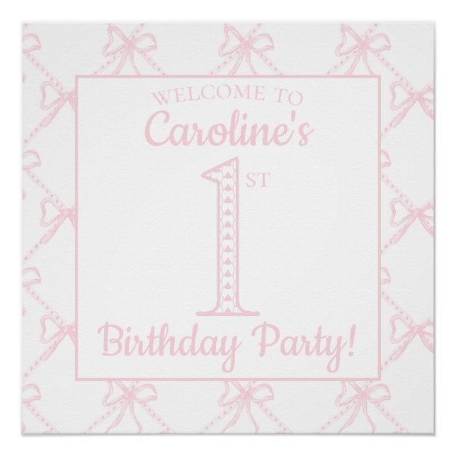 Poster Pink & White Bow, grand-millénaire Anniversaire (Devant)