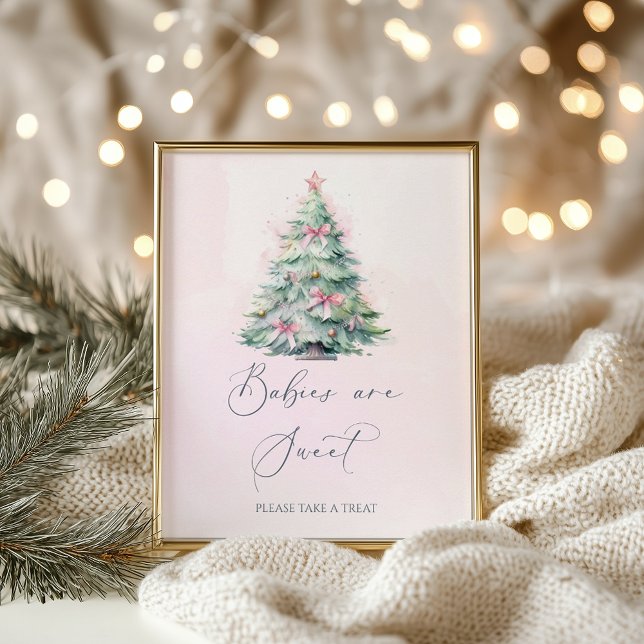 Poster Pink winter Christmas Baby shower Babies are sweet (Créateur téléchargé)