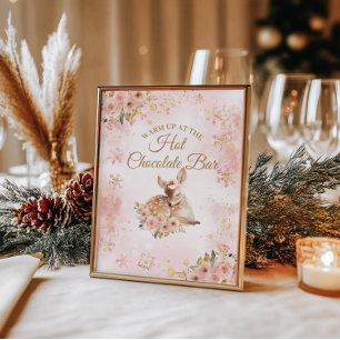 Poster Pink Winter Deer C'est une fille Baby shower Hot B