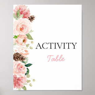 Poster Pink Winter Girl Baby shower Activité Panneau de l