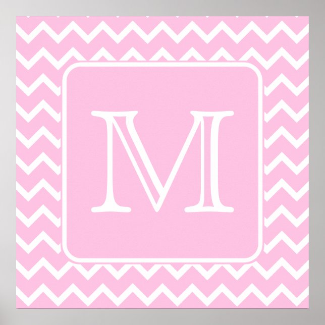 Poster Pink Zigzag, Custom Monogram. (Devant)