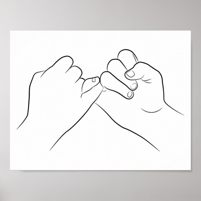 Poster Pinky Promise Ligne Minimale Art Mal Simple Modern (Devant)