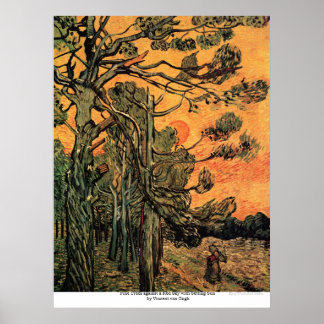 Poster Pins au coucher du soleil par Vincent van Gogh