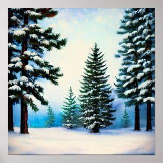 Poster Pins Dans La Neige