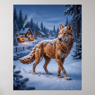 Poster Pins Loup au pain d'épices