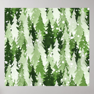 Poster Pins Neige : Aquarelle Noël.