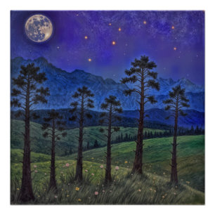 Poster Pins silencieux, Danse Cosmique - Un paysage fores