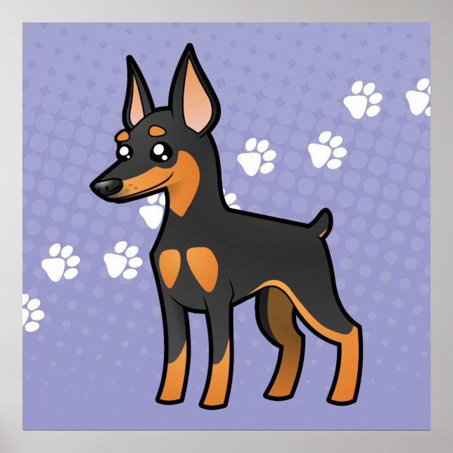 Poster Pinscher miniature de dessin animé / Manchester Te (Devant)
