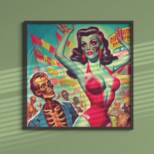 Poster Pinup d'horreur Zombie