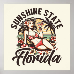 Poster Pinup Floride rétro
