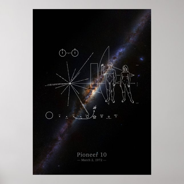 Poster Pioneer 10 plaque & Voie Lactée panorama (Devant)