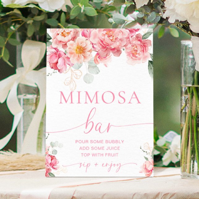 Poster Piper Peony Floral Mimosa Bar (Mimosa Bar Sign Peony Piper )