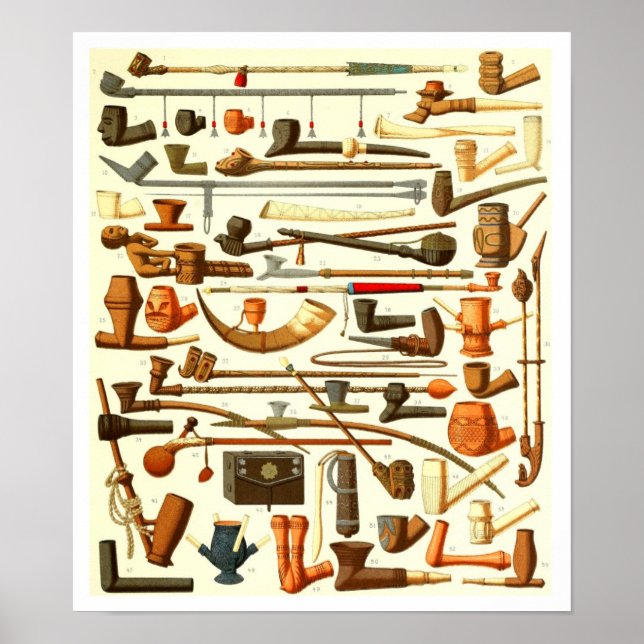 Poster Pipes africaines et implémentations de tabac (Devant)