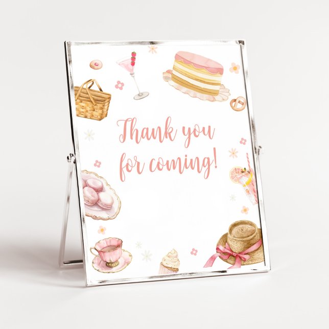 Poster Pique-nique Baby shower Brunch pour bébé Merci de  (Picnic Baby Brunch Baby Shower Thank you for Coming Sign)