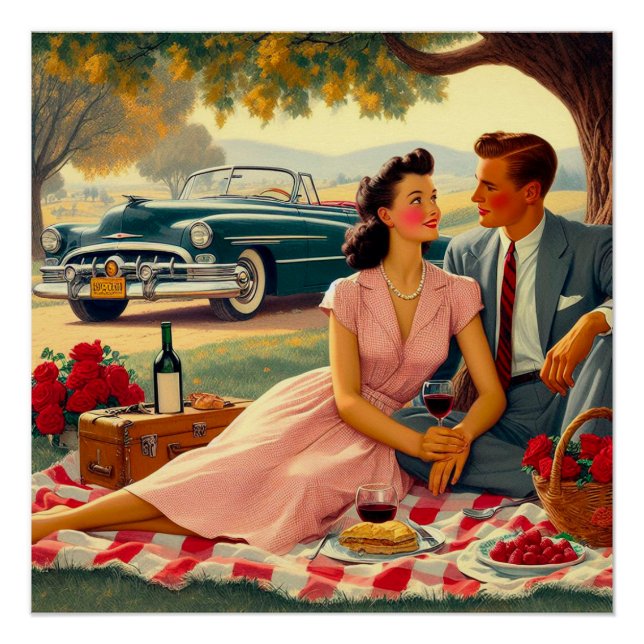 Poster Pique-nique vintage (Devant)