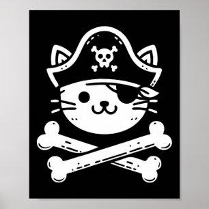 Poster Pirate Chat Crossbones Amoureux de les chats Chats