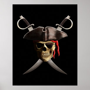 Poster Pirate Crâne et épées