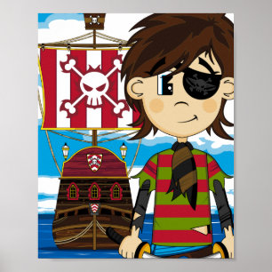 Poster Pirate de cache et copie mignons d'affiche de