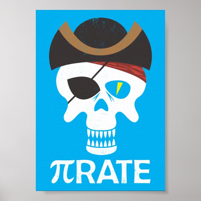 Poster PiRate Funny Pi Day Math Crull (Devant)