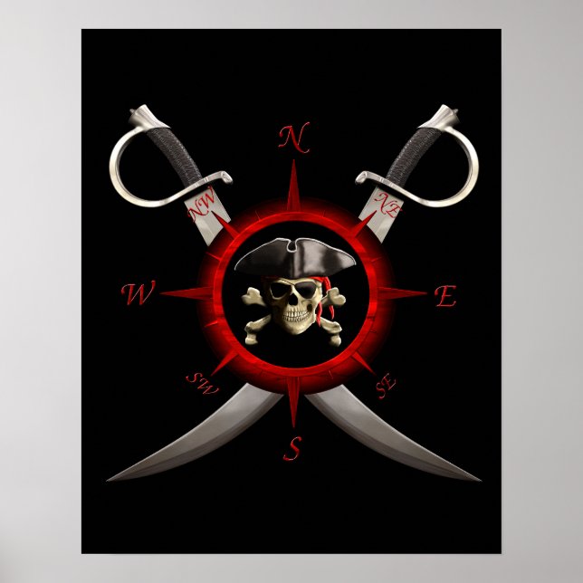 Poster Pirate Rose Compass (Devant)