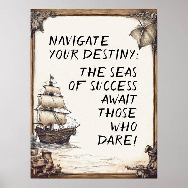 Poster Pirate vie mots de motivation (Devant)