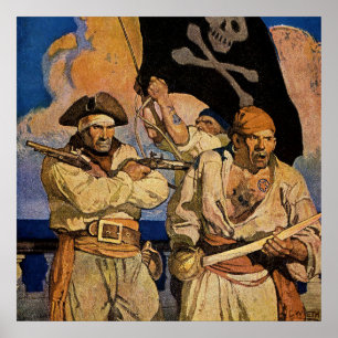 Poster « Pirates » Couverture de l'Île au trésor par NC W