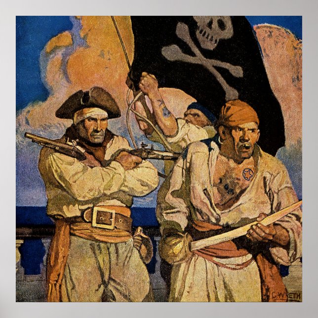 Poster « Pirates » Couverture de l'Île au trésor par NC W (Devant)
