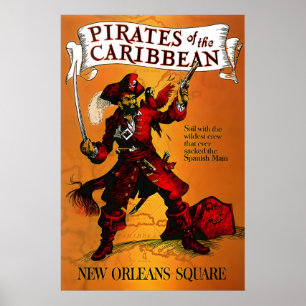 Poster Pirates des Caraïbes 1967 Disneyland